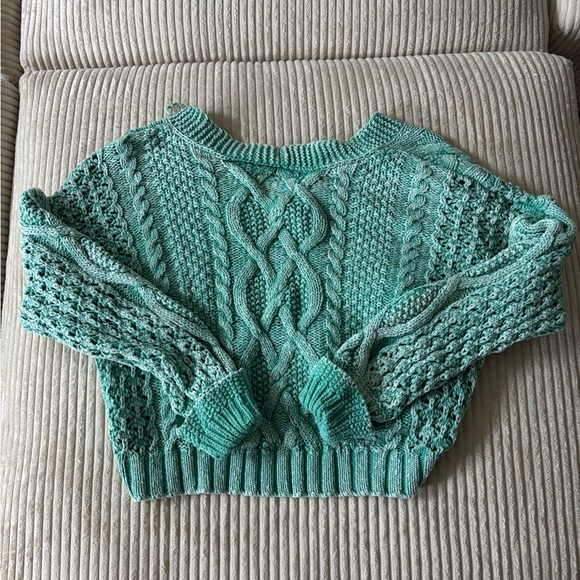 Pilcro Teal Cable Knit Cardigan - Picture 3 of 4